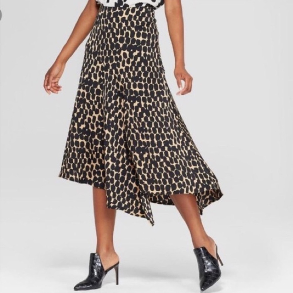 Asymmetrical Animal Print Midi Skirt